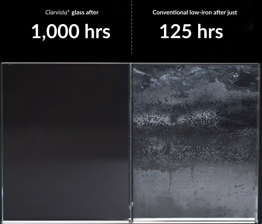 Clarvista vs conventional low-iron glass